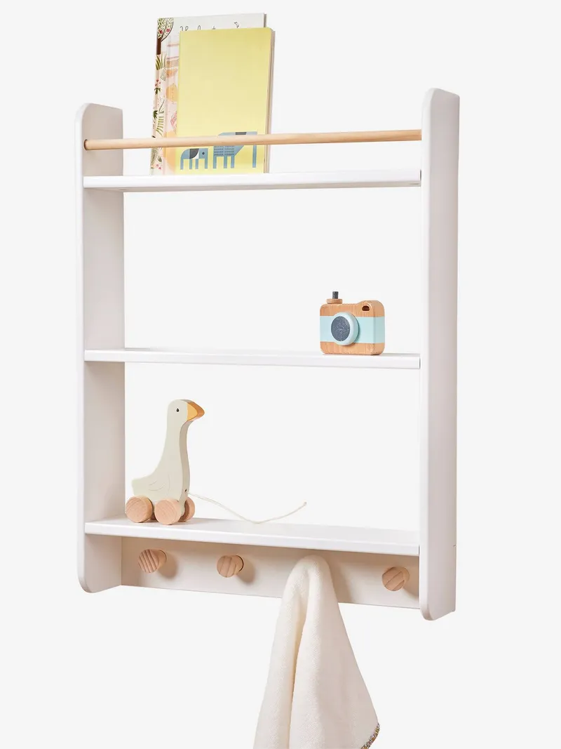 Vertbaudet Kinderzimmer Bücherregal mit Garderobe KONFETTI, Weiß, – Produktbild 3 von 4