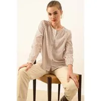 EKYOG EKYOG Damen-Bluse "REMI" mit Rundhalsausschnitt, ocre striped, Gr. 40 – Produktbild 1 von 1
