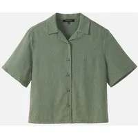 recolution Damen Bluse aus Leinen und LENZING ECOVERO Viskose Mix - CAMELLIA - recolution, Khaki (grün), – Produktbild 1 von 1