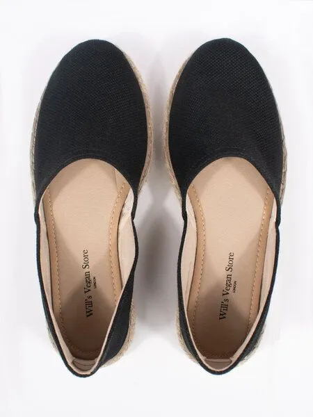 Will's Vegan Store Will's Vegan Store Recycelte Espadrille-Sandalen, Schwarzes segeltuch, – Produktbild 4 von 4