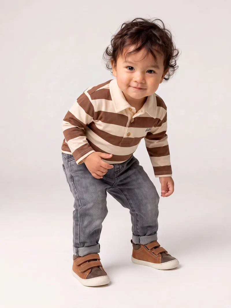 Vertbaudet Baby Jeans mit Dehnbund BASIC, Grauer denim, – Produktbild 2 von 4