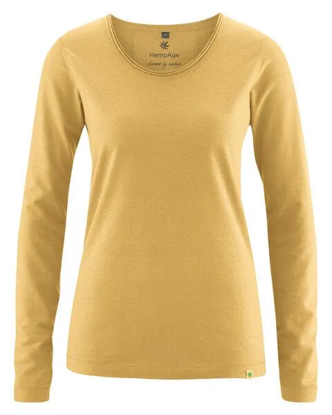 HempAge HempAge Damen Langarm-Shirt Lene Hanf/Bio-Baumwolle, Dijon gelb, – Produktbild 1 von 2