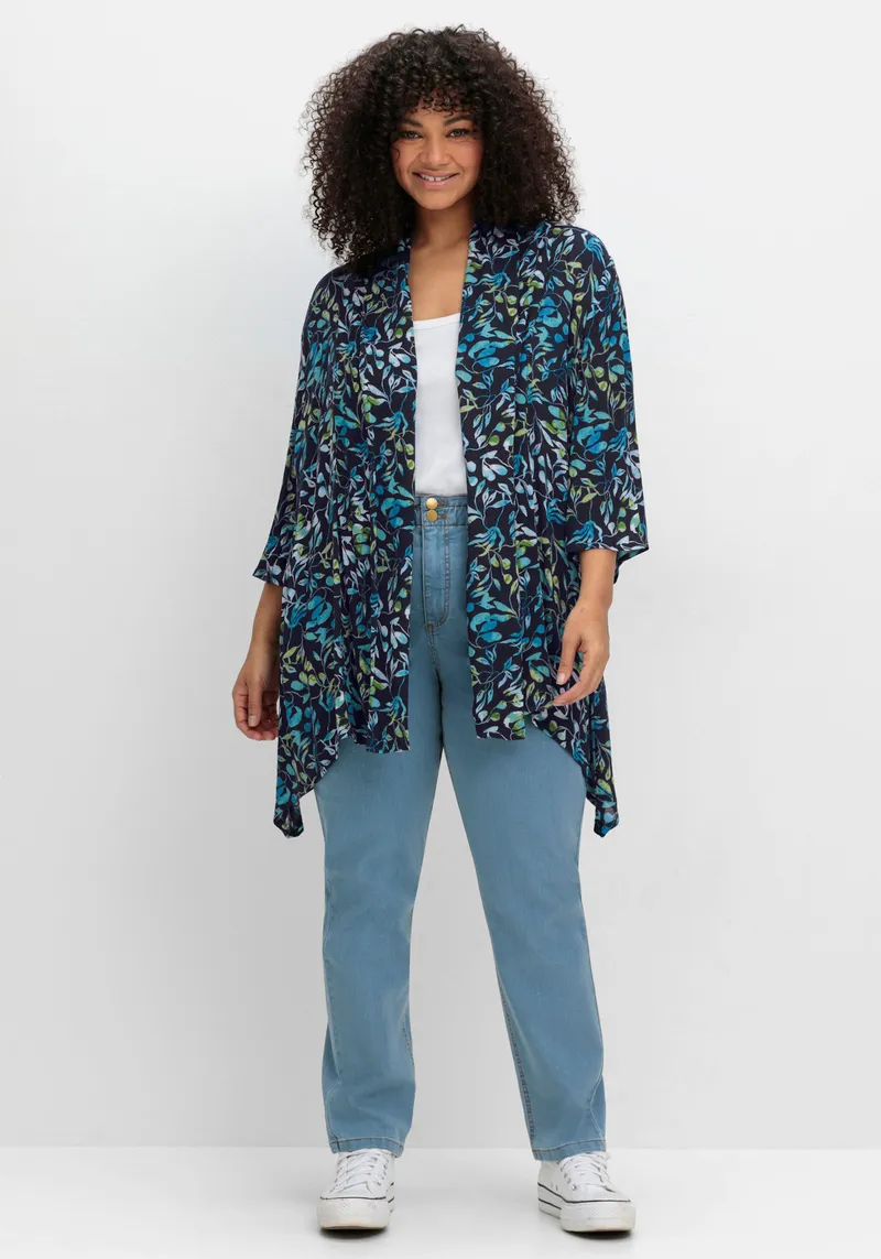 sheego sheego Longbluse tiefblau-bedruckt, Tiefblau-bedruckt, – Produktbild 2 von 3