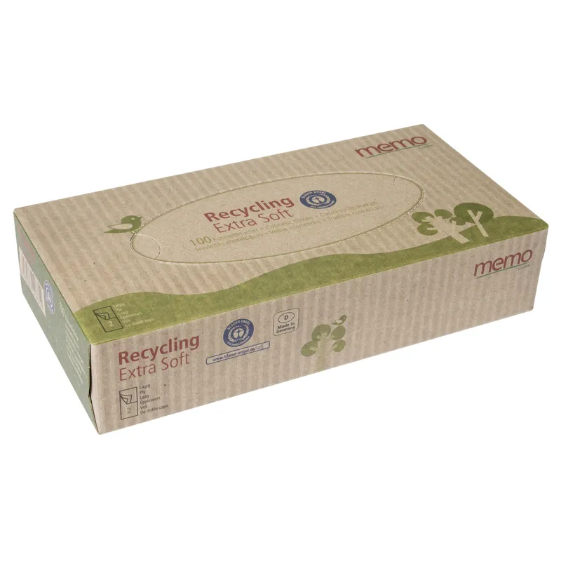 Memo Memo Kosmetiktücher Recycling Extra Soft 100 Stück, 2-lagig – Produktbild 1 von 3