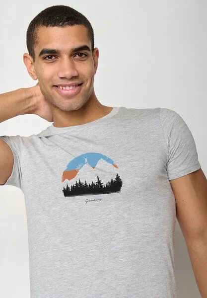 GreenBomb GREENBOMB Nature Forest Happy Guide - Sportliches T-Shirt aus Bio-Baumwolle / hochwertiger Print / GOTS / Fair & Vegan, Grau (heidegrau), – Produktbild 2 von 4