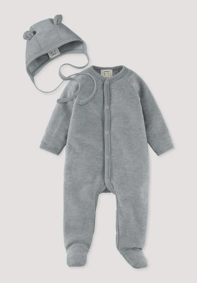 hessnatur hessnatur Erstausstattungspaket aus reiner Bio-Merinowolle (Set, 1-tlg., Overall und Häubchen), Blau, – Produktbild 1 von 2