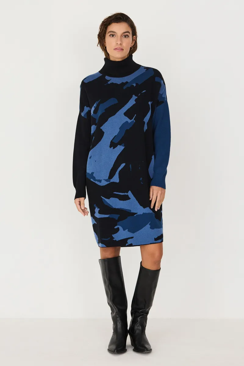 SKFK SKFK Damen vegan Kleid Haira Mit Trichterkragen Mehrfarbig, Schwarz, – Produktbild 1 von 2