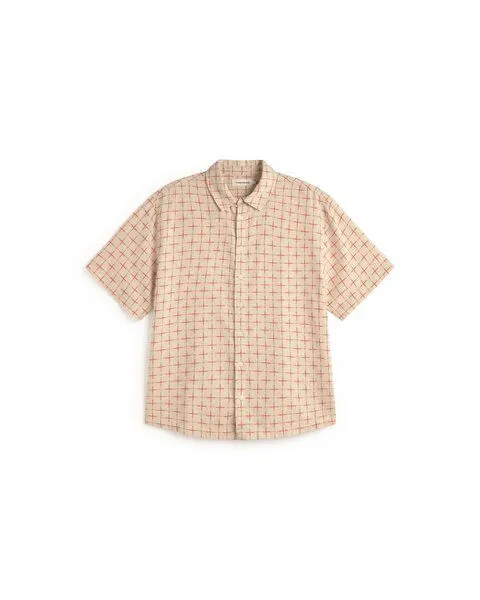 thinking mu thinking mu Lattice Kurtis Shirt, Lattice (weiß-rot), – Produktbild 3 von 4