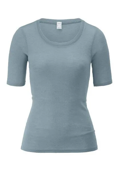 hessnatur hessnatur T-Shirt PURE FUNCTION aus Bio-Merinowolle mit Seide, Sturmblau, – Produktbild 2 von 4