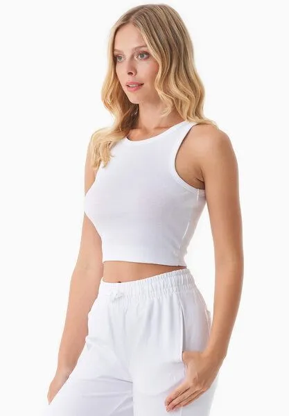 ORGANICATION ORGANICATION SONNIA | Cropped Rib Top aus Bio-Baumwolle, White, – Produktbild 3 von 4