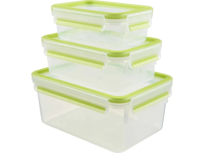 EMSA EMSA 3er-Set Frischhaltedosen "Clip & Close" 0,55/1,0/2,2 l, aus Kunststoff, hellgrün – Produktbild 1 von 1