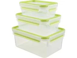 EMSA EMSA 3er-Set Frischhaltedosen "Clip & Close" 0,55/1,0/2,2 l, aus Kunststoff, hellgrün – Produktbild 1 von 1