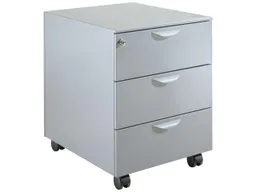 Rollcontainer "Basic" 3 Schübe, Blende Stahl, B 42 x T 52,4 x H 55,5 cm, alusilber – Produktbild 1 von 1