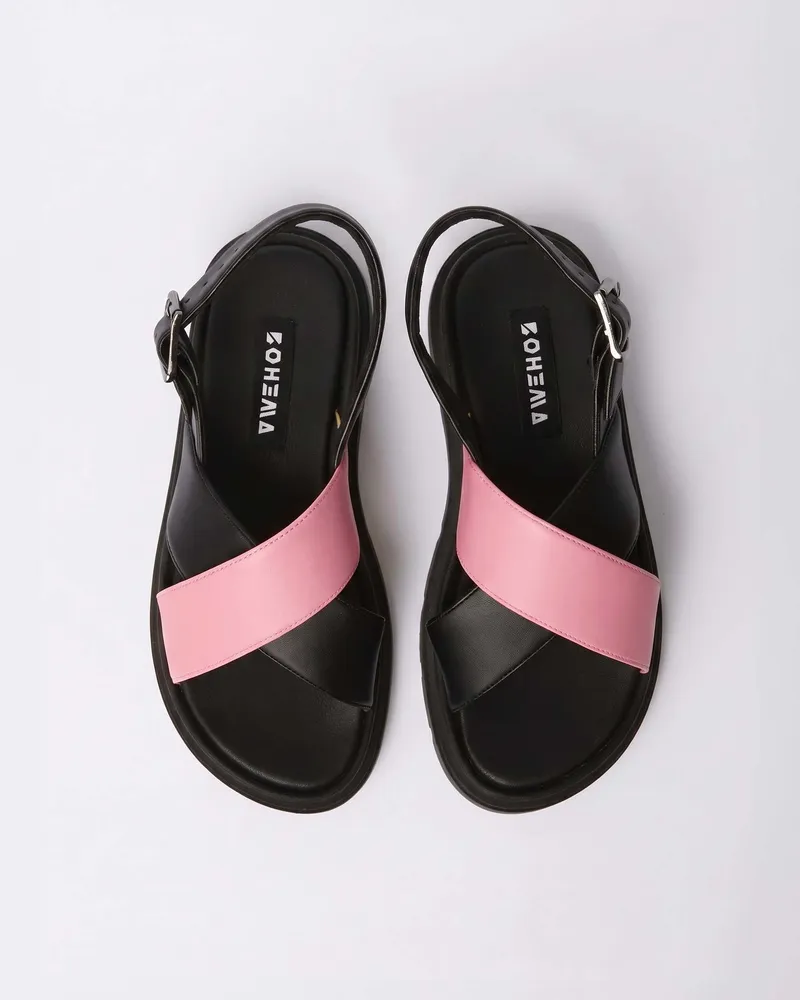 BOHEMA BOHEMA Damen vegan Sandalen Glare Pink/Schwarz, Rosa, – Produktbild 1 von 2