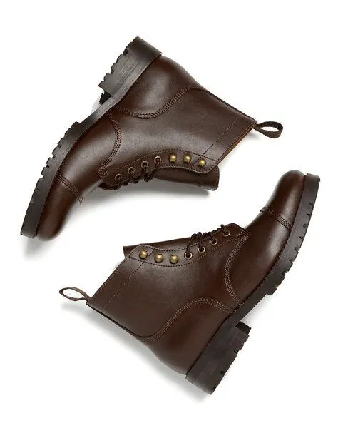 Will's Vegan Shop Will's Vegan Shop Arbeitsstiefel Herren, Dunkelbraun, – Produktbild 1 von 3
