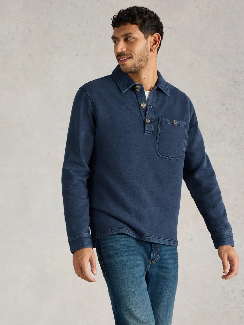 White Stuff Longsleeve Polohemd Brampton - S, Indigoblau, – Produktbild 3 von 4