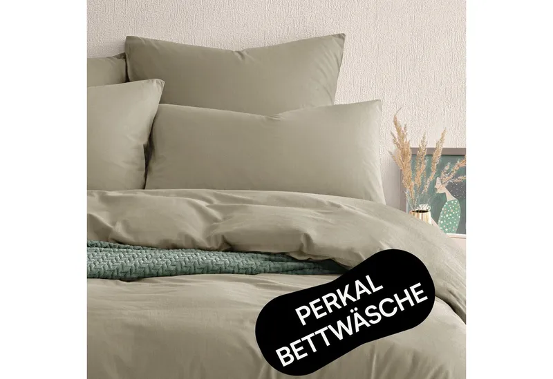 Seralino Bettwäsche Set, Perkal, 2 teilig, 100% Bio Baumwolle, ab gr. 135x200, Perkal, besonders weich & atmungsaktiv, BCI zertifiziert, mit Reißverschluss, Braun, – Produktbild 1 von 5