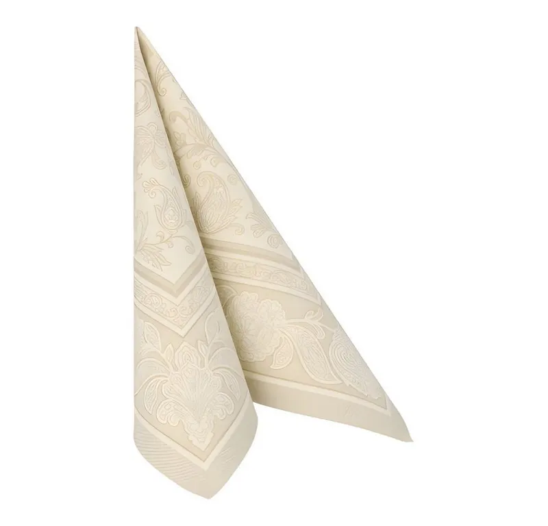 PAPSTAR PAPSTAR Papierserviette 50 x ROYAL Collection 1/4-Falz 40 cm x 40 cm champagner Ornaments, Beige, – Produktbild 2 von 3