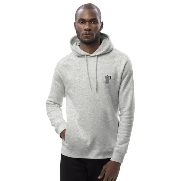 Coffee Fashion Coffee Fashion Espressokocher Bestickter Bio Baumwoll Hoodie, Schwarz, – Produktbild 3 von 4