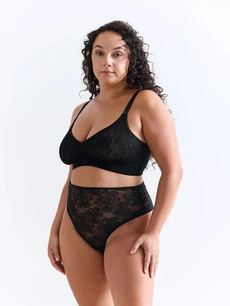 erlich textil erlich textil Sleek Lace High Waist String für Frauen aus Polyamid in schwarz, Schwarz, – Produktbild 3 von 3