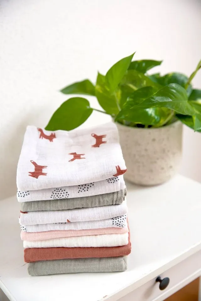 Lässig Lässig Stoffwindeln Little Forest, Fuchs, Mulltuch Set M (Set, 3-St), PETA-approved vegan, Grün, – Produktbild 3 von 5