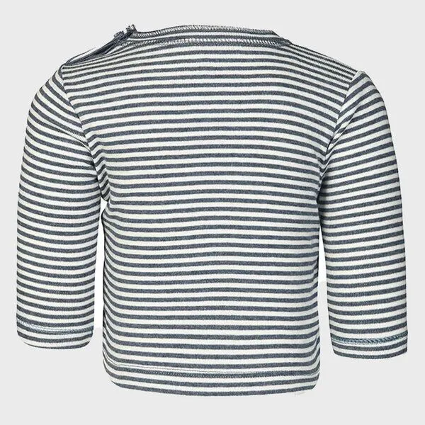 OrganicEra Baby Langarm T-shirt, gestreift 'OrganicEra' aus Bio Baumwolle, Indigo melange (blau), – Produktbild 2 von 3