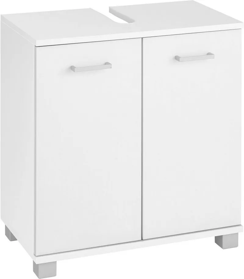 Schildmeyer Waschbeckenunterschrank Breite/Höhe: 59,8/62,4 cm, Badschrank mit Doppeltür, Zwischenboden, Weiß, – Produktbild 2 von 5