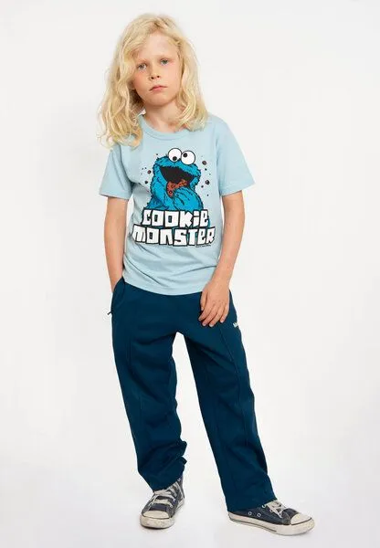 LOGOSH!RT LOGOSH!RT Sesamstrasse Krümelmonster Cookie Monster Kinder, Hellblau, – Produktbild 3 von 4