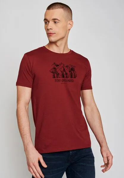 GreenBomb GREENBOMB Animal Stay Grounded Guide - Sportliches T-Shirt aus Bio-Baumwolle / hochwertiger Print / GOTS / Fair & Vegan, Rot (burgund), – Produktbild 1 von 4