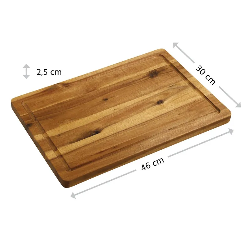 Kesper Kesper Schneidebrett Tranchierbrett, Akazie, FSC, Massivholz, (1-St), mit Saftrille, Beige, – Produktbild 3 von 3