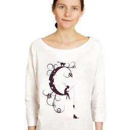 Spangeltangel Spangeltangel Pullover, "Mondkatze", Sweatshirt, cremeweiß, Damen, bedruckt – Produktbild 1 von 1