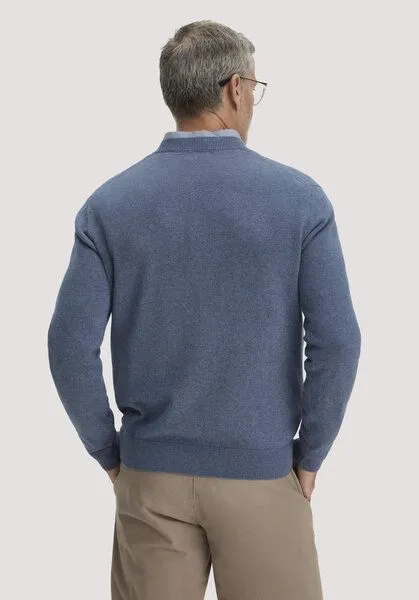 hessnatur hessnatur Strick Pullover Regular aus reiner Bio-Baumwolle, Helles jeansblau, – Produktbild 3 von 5