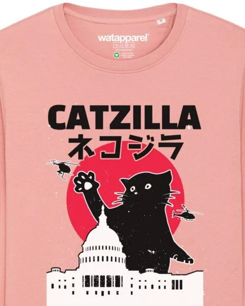 watapparel watapparel Sweatshirt Unisex Catzilla, Canyon pink, – Produktbild 3 von 4