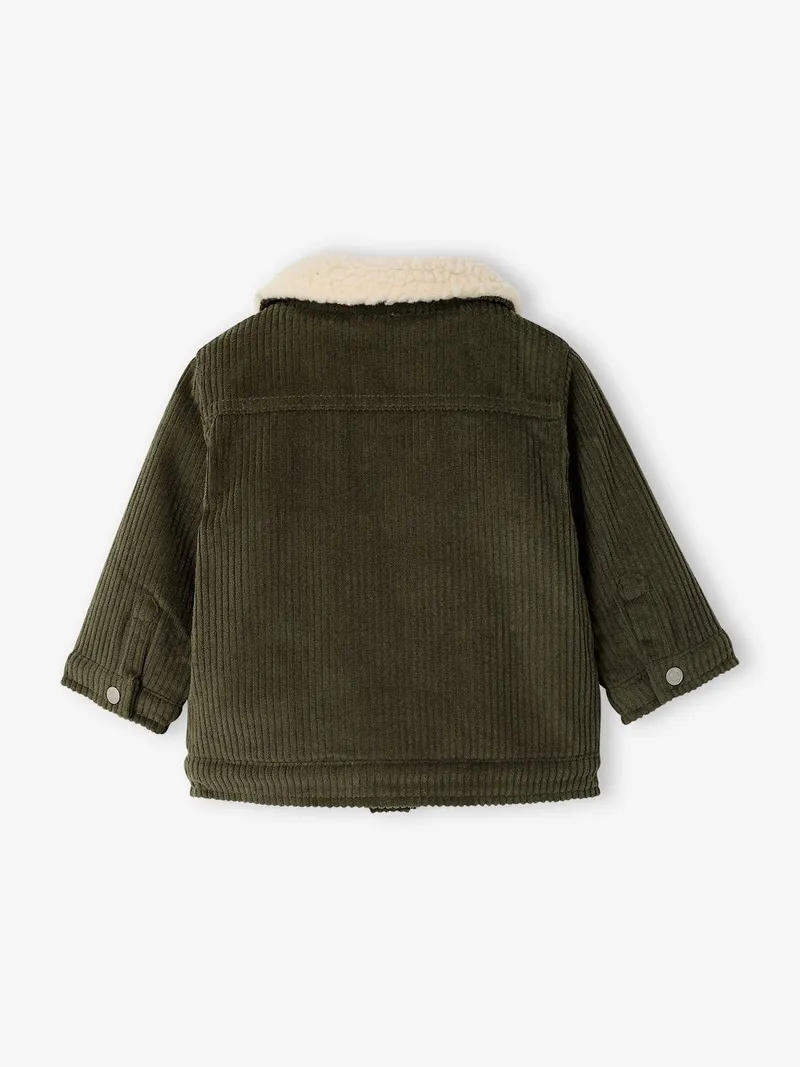 Vertbaudet Baby Cordjacke mit Teddyfleece-Futter, Khaki, – Produktbild 3 von 4