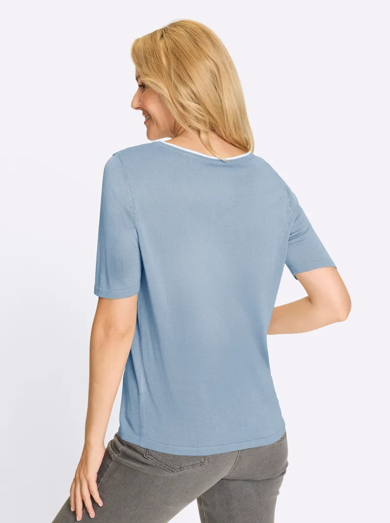 Witt Kurzarmpullover, Eisblau-weiß, – Produktbild 2 von 2
