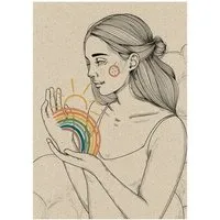 matabooks matabooks® Kunstvolle A6 Postkarte mit Blumenmotiv aus nachhaltigem Graspapier – Embrace, Rainbow, – Produktbild 1 von 1