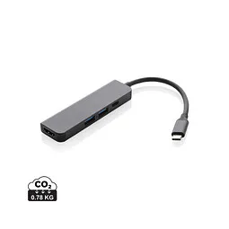 XD Xclusive Terra Hub aus RCS recyceltem Aluminium mit HDMI-Input, grau – Produktbild 1 von 1