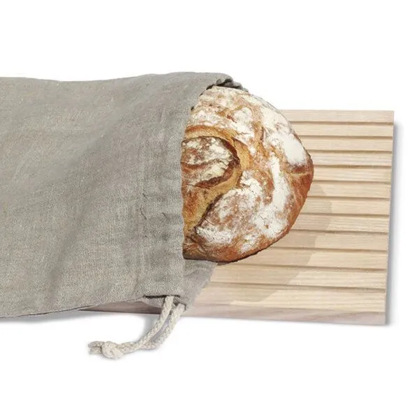 Side by Side Brotbeutel - Zugbeutel aus Leinen, grau (side by side) – Produktbild 1 von 2