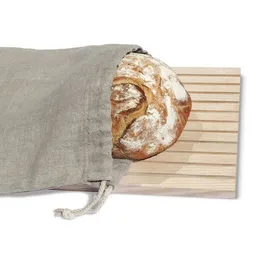 Side by Side Brotbeutel - Zugbeutel aus Leinen, grau (side by side) – Produktbild 1 von 1