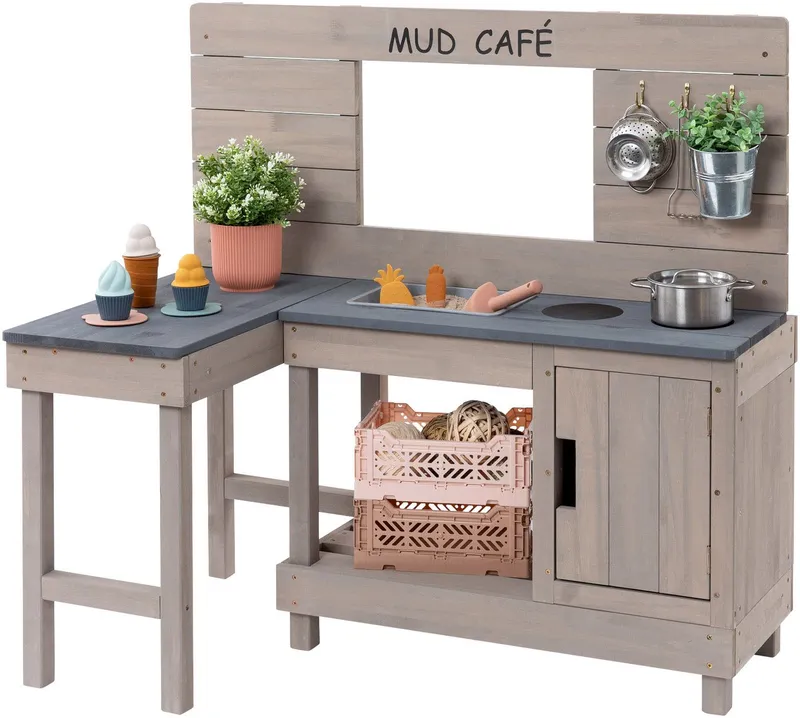 MUDDY BUDDY MUDDY BUDDY Outdoor-Spielküche Matschküche Coffee Corner Holz, Grau, – Produktbild 1 von 4
