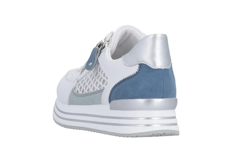 Remonte Remonte Plateausneaker, Freiezitschuh, Halbschuh, Schnürschuh, vegan, Kontrastbesatz, Blau|weiß, – Produktbild 2 von 5