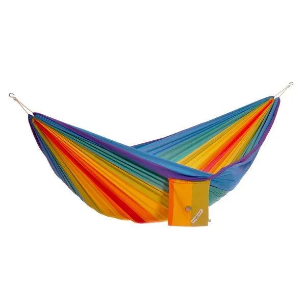 HängemattenGlück HängemattenGlück Single-Reisehängematte CAMINO S aus Bio-Baumwolle, Colorido (regenbogen-bunt), – Produktbild 4 von 5