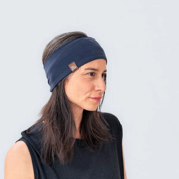Liebe Deinen Planeten Liebe Deinen Planeten Bio Stirnband Basic - elastischer Baumwoll Jersey in vielen Farben, Navy, – Produktbild 3 von 4