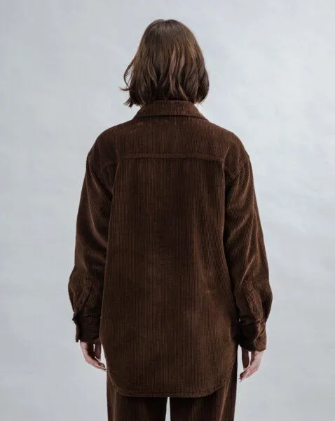 Brava Fabrics Brava Fabrics Langes Cord-Hemd Overshirt Schokolade – Produktbild 3 von 4