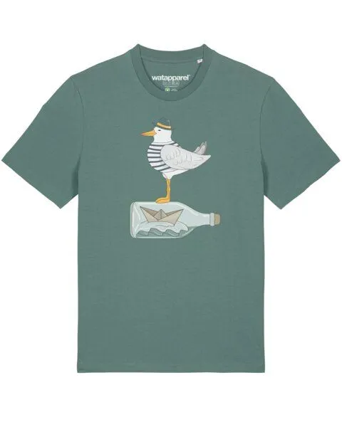 watapparel watapparel T-Shirt Unisex Möwe mit Hut, Green bay, – Produktbild 1 von 4