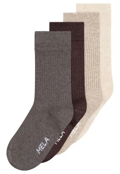 MELA MELA Gerippte Socken 4 Paare aus 100% Bio-Baumwolle, Mix earthy tones, – Produktbild 2 von 2