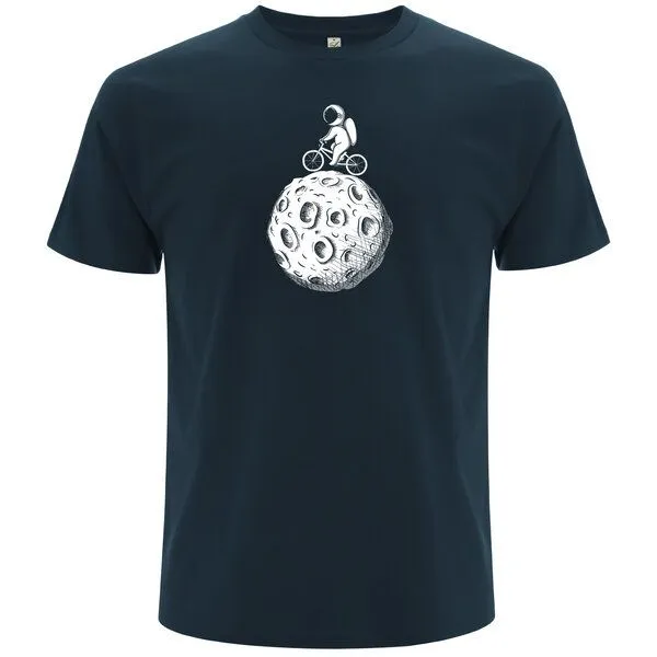 Spreecult Spreecult Mond Fahrrad - Bio und Fair - Männer Unisex T-Shirt - Astronaut Weltall Erde Shirt, Denim, – Produktbild 1 von 2