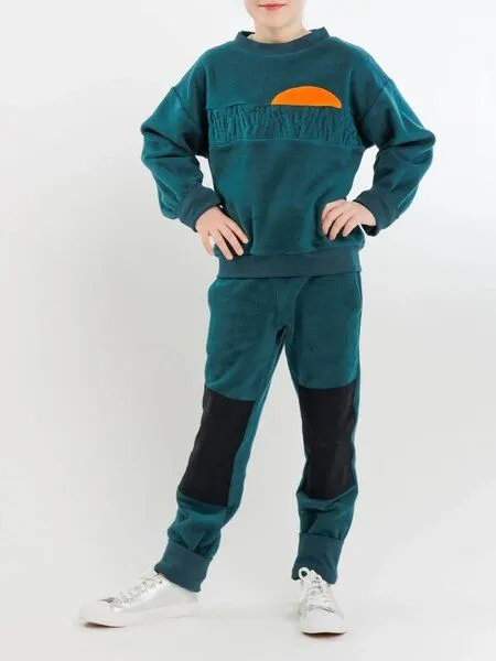 Babbily Babbily Verstellbare Fleece Hose mit robustem Knie - 100% Bio-Baumwolle, Grün, – Produktbild 3 von 4