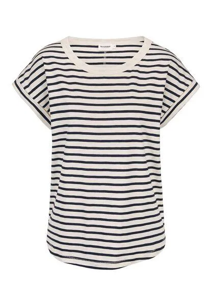 hessnatur hessnatur Light Slub Streifen T-Shirt Relaxed aus reiner Bio-Baumwolle, Marine, – Produktbild 4 von 5