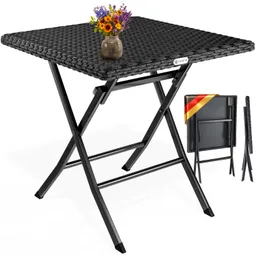 Casaria® Polyrattan Klapptisch Rom Schwarz 75x65x65cm – Produktbild 1 von 1